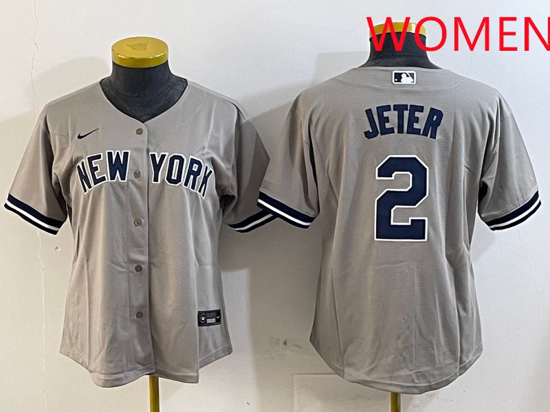 Women New York Yankees 2 Jeter Grey Game 2025 Nike MLB Jersey style 5
